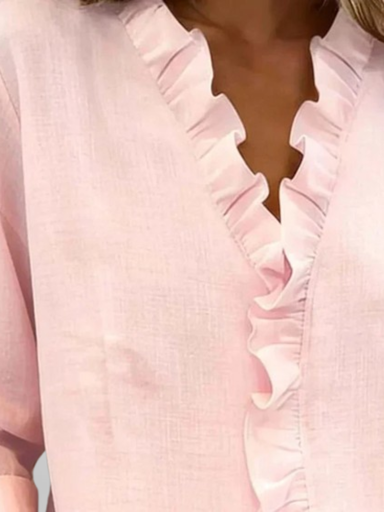 Aurelis™ | Damen Bluse mit Rüschen und V-Ausschnitt
