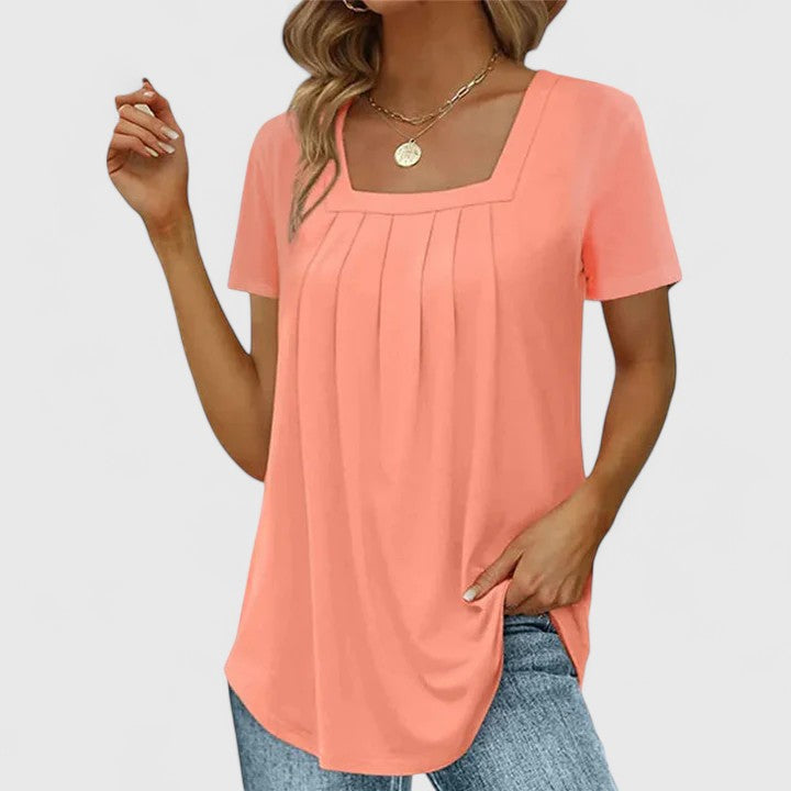 Aurelis™ | Sommerbluse mit Quadratausschnitt und Falten