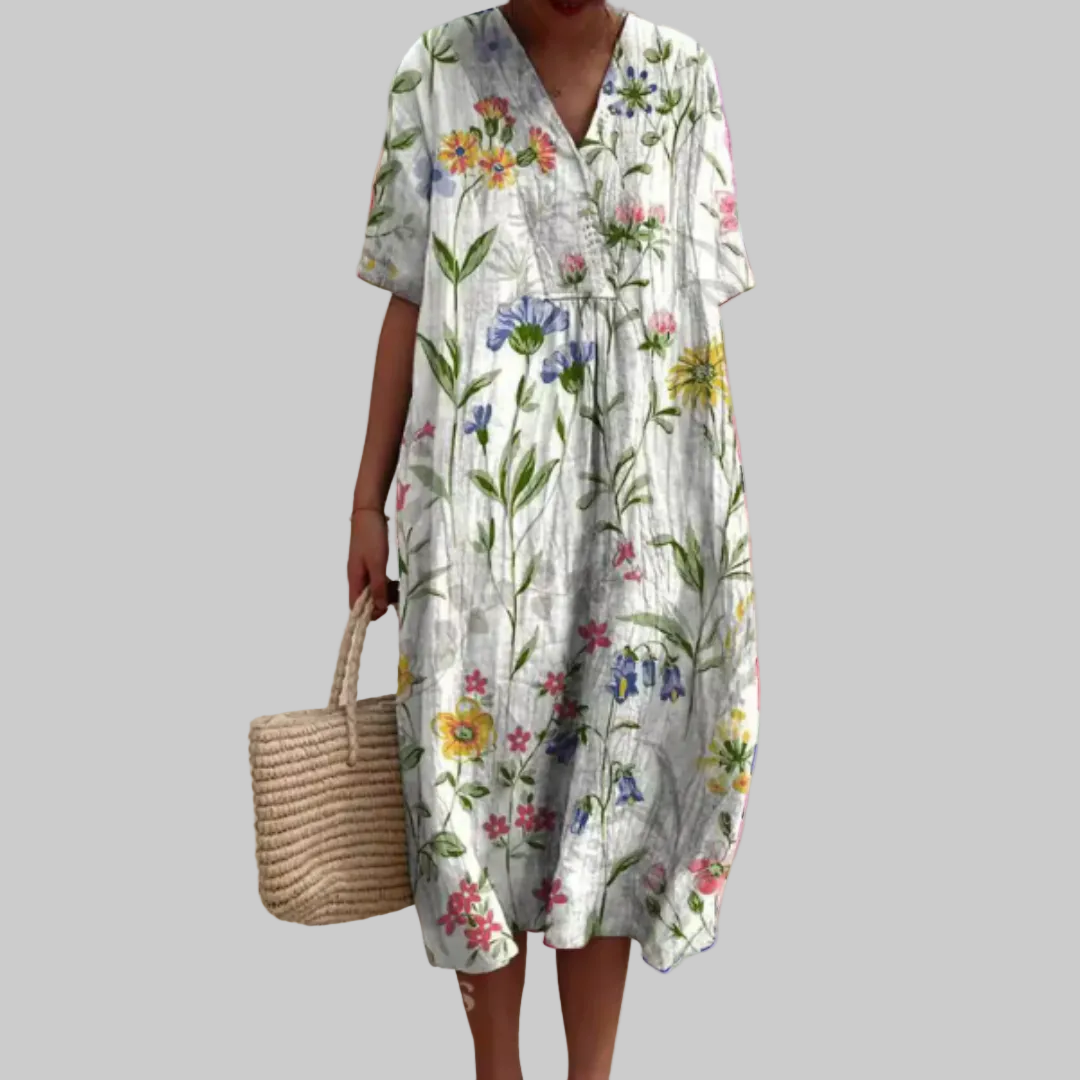 Luviaren™ | Sommerkleid mit Blumenmuster und V-Ausschnitt