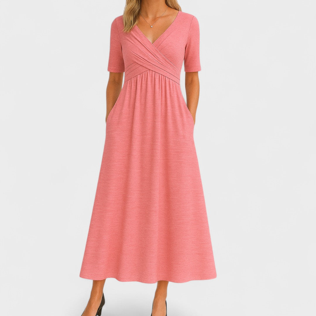 Luviaren™ | Midi-Kleid mit Wickel-Optik und Taschen