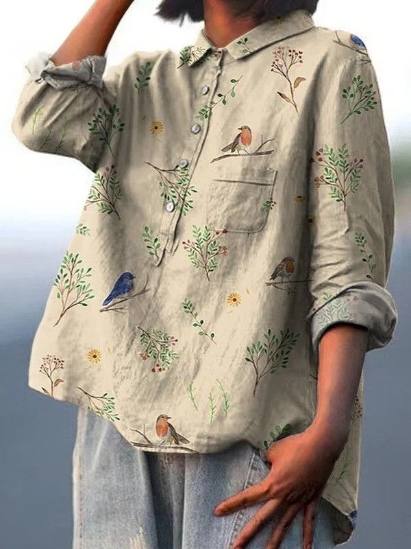 Aurelis™ | Damenbluse mit Vogel-Muster