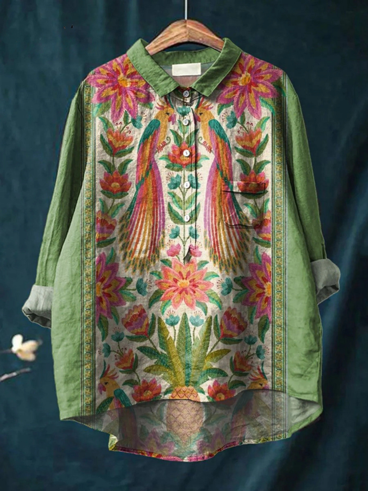 Aurelis™ | Damen Freizeitshirt mit Vogel-Blumen-Print