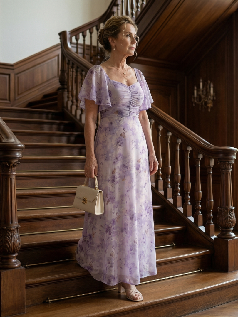 Aurelia™ | Midi-Kleid mit Flatterärmeln und Blumenmuster