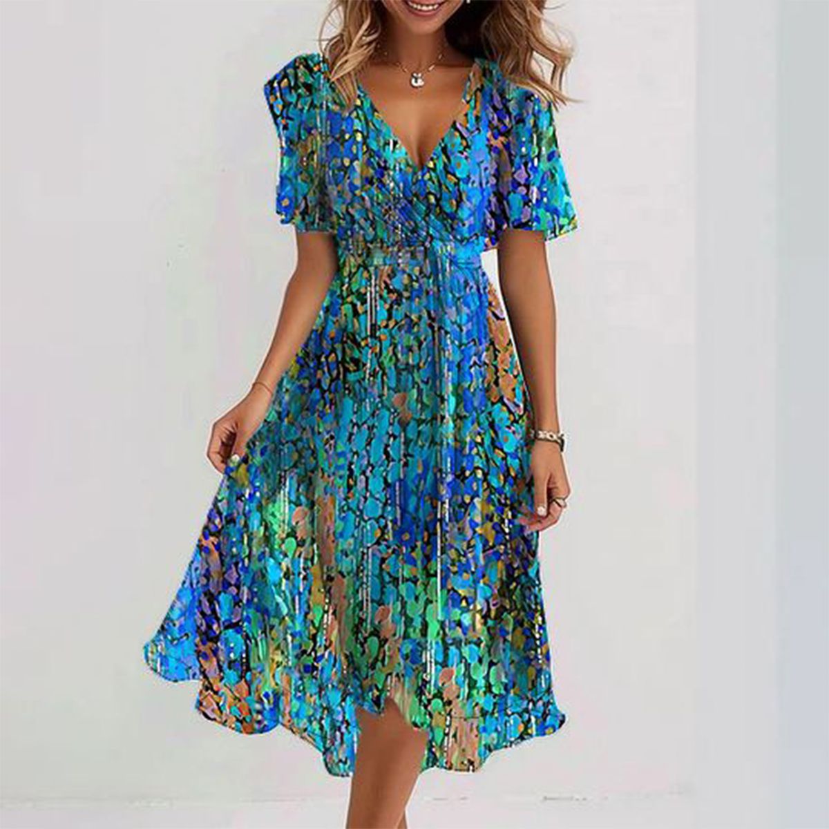 Stilvane™ | Midi-Kleid mit kurzen Ärmeln