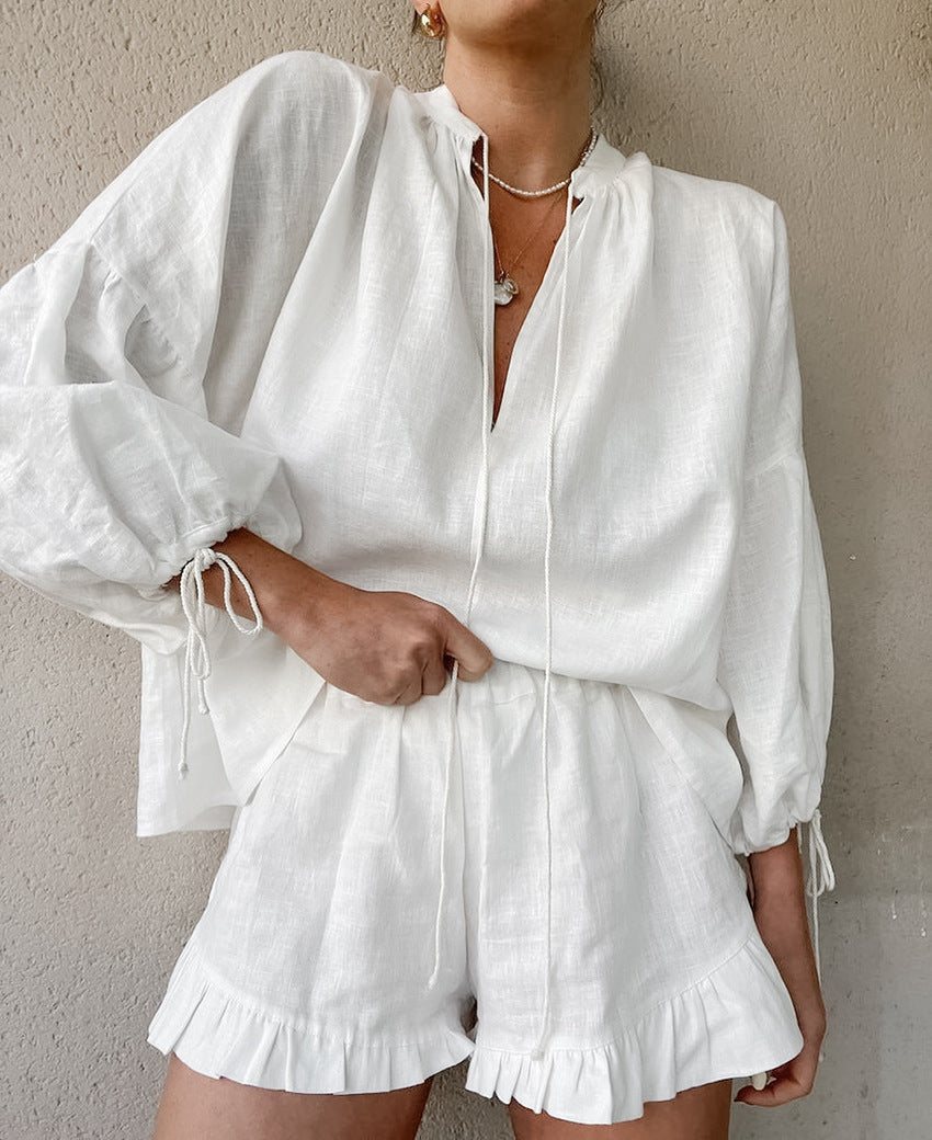 Lena | Romantisches Sommer-Set mit Puffärmeln und Rüschendetails