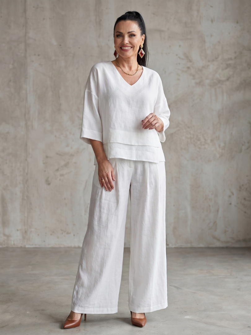 Clara | Elegantes Set mit Lagen-Oberteil und Wide-Leg-Hose
