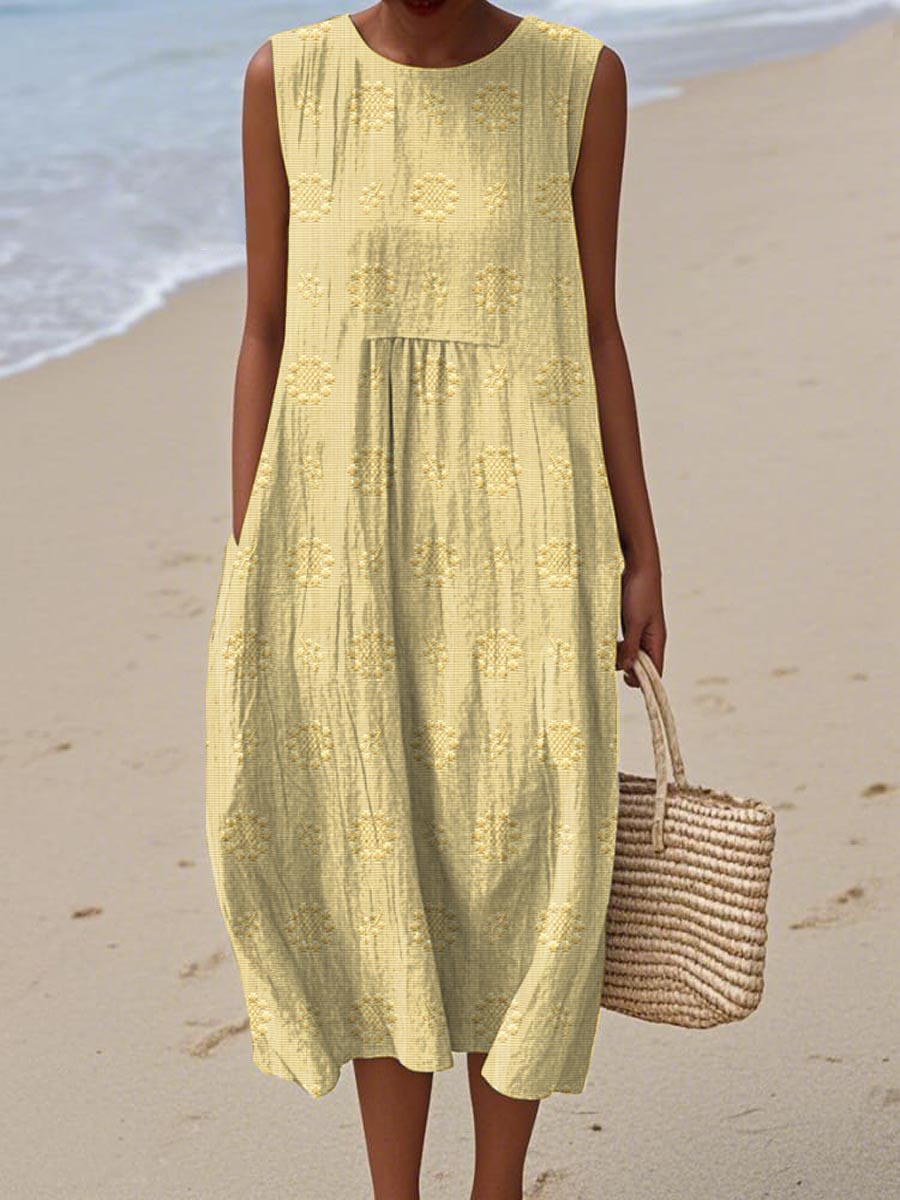Isla | Leichtes Sommer-Midikleid mit Stickerei und Taschen