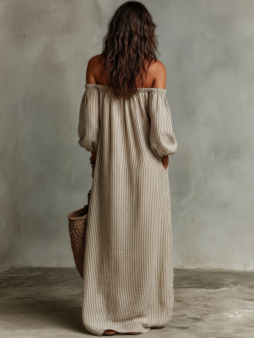 Lars | Elegant Feminin Schulterfreies Maxikleid