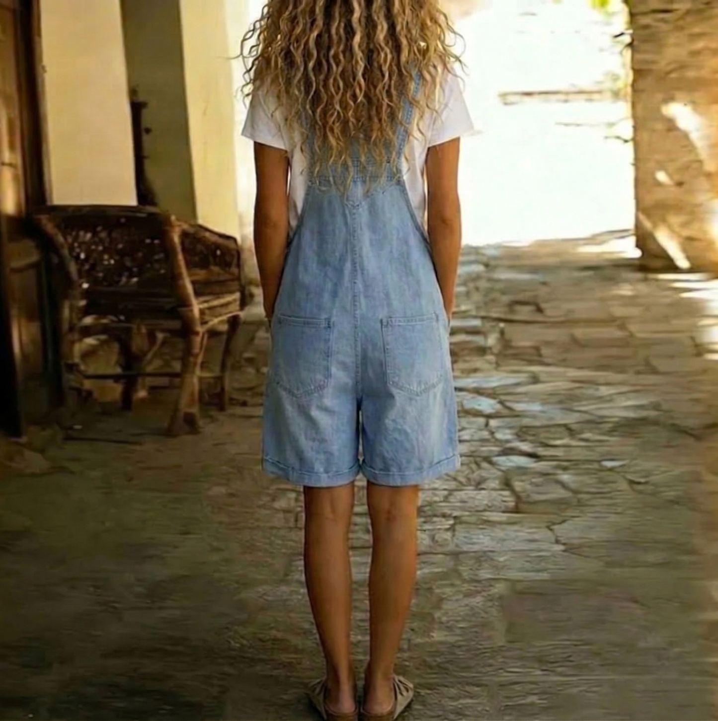 Leni | Vintage-Jeanslatzhose mit entspannter Passform