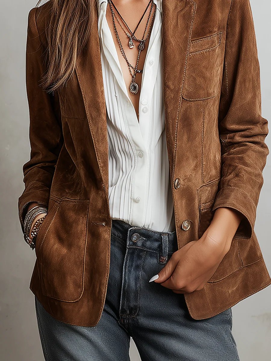 Laura | Eleganter und taillierter Damenblazer aus Wildlederimitat