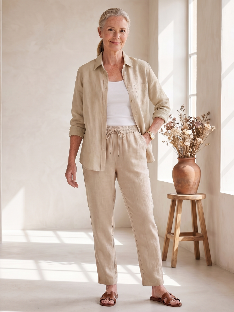 Anna | Set aus Button-Down-Hemd und schmal zulaufender Hose