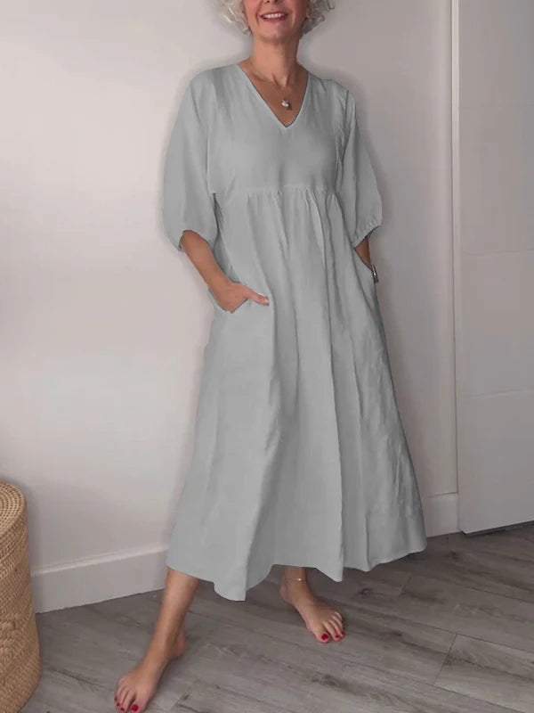 Alma | Elegantes Midikleid für Damen mit V-Ausschnitt