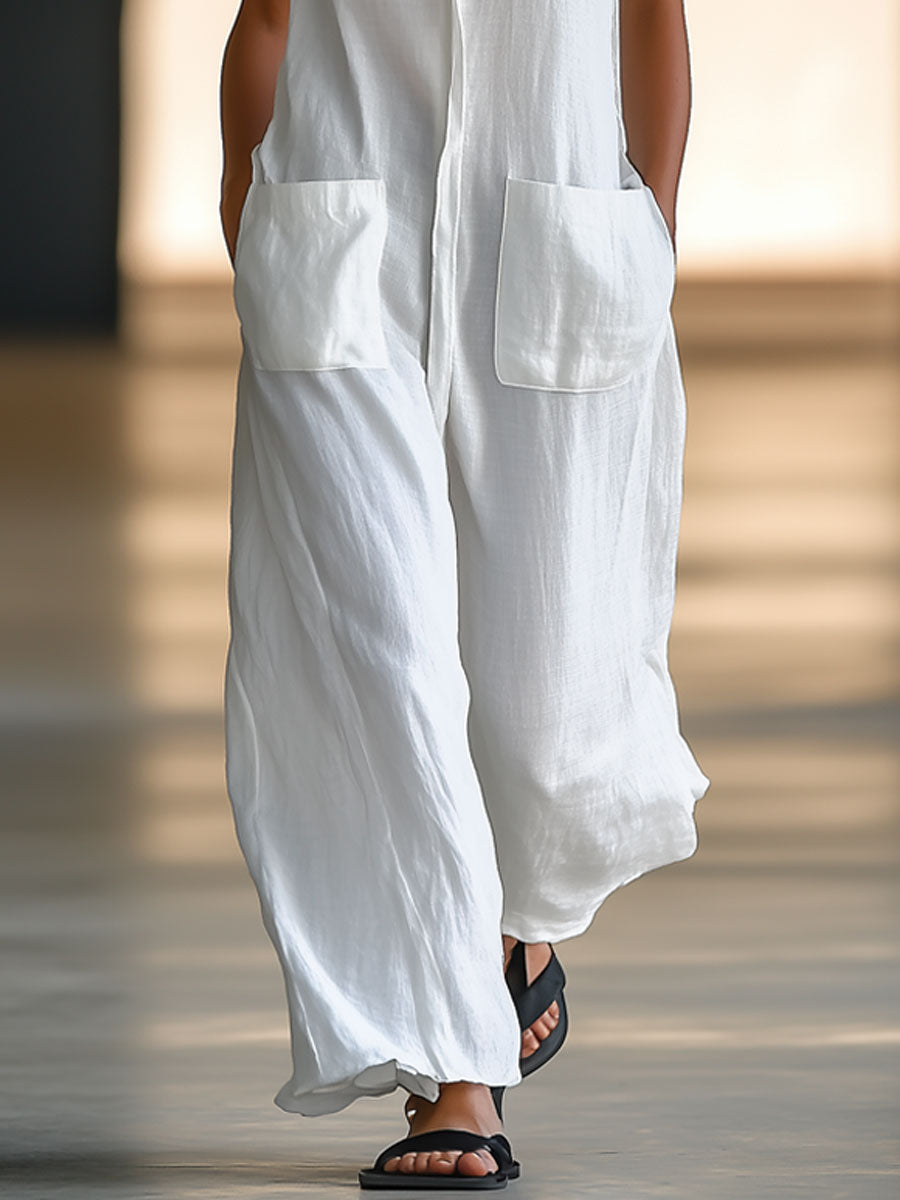Lina | Luftiger ärmelloser Jumpsuit mit weitem Bein