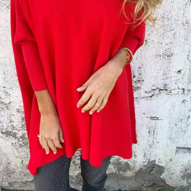 Birgit | Oversize-Strick-T-Shirt mit elegantem V-Ausschnitt