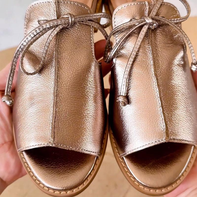 Christina | Elegante Damen-Sandalen mit Metallic-Optik und Schleifendetail