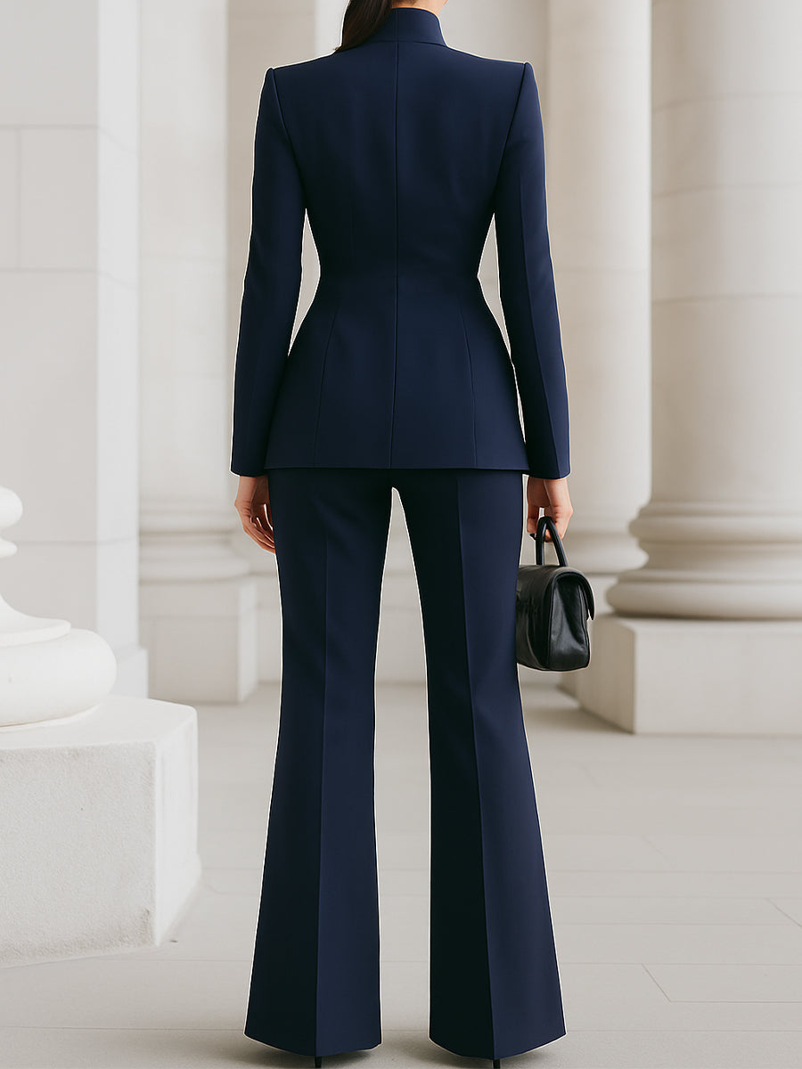 Maria | Eleganter Anzug mit strukturiertem Blazer und weit geschnittener Hose