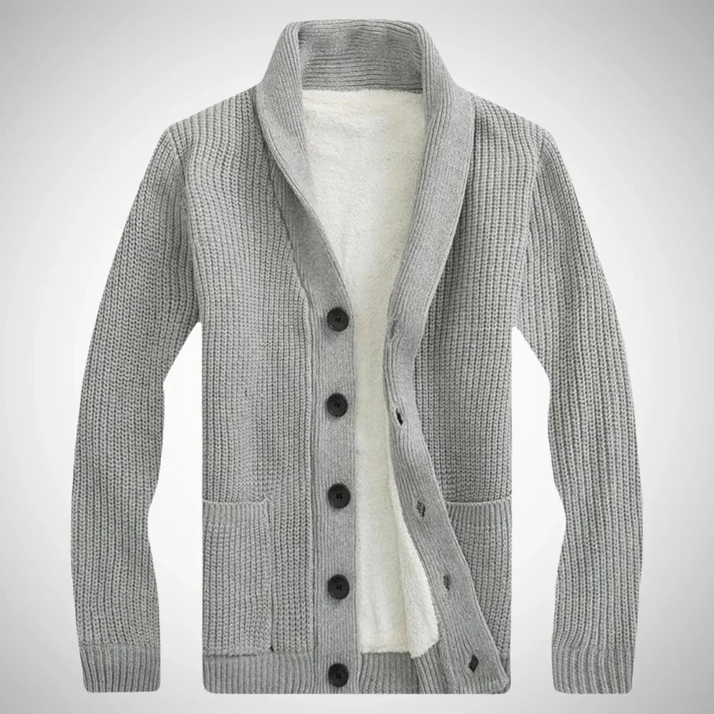 Maximilian | Elegante Herren Fleece Strickjacke Schalkragen