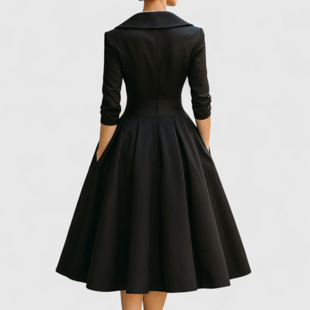 Mandy | Elegantes V-Ausschnitt Midikleid