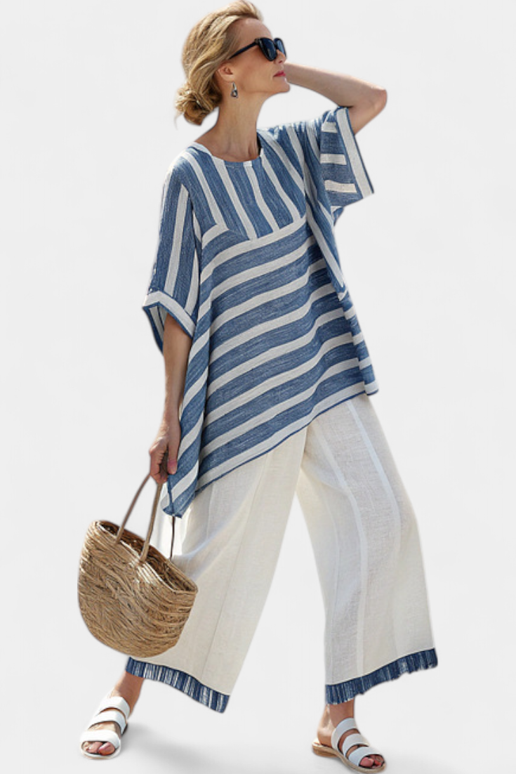 Luviaren™ | Gestreiftes Leinen-Set Oversized