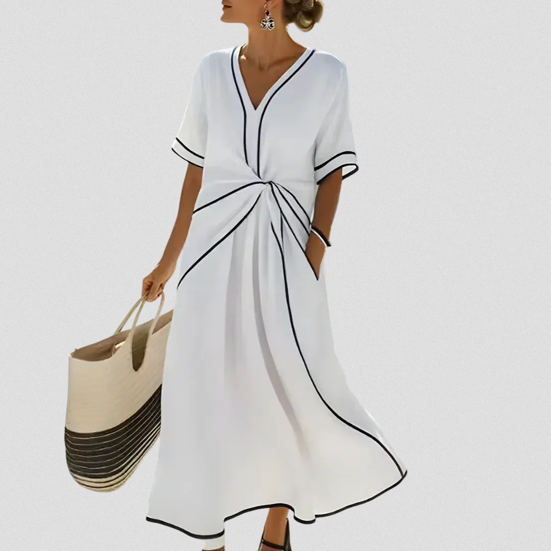 Luviaren™ | Damen Kleid mit V-Ausschnitt und Drapierung