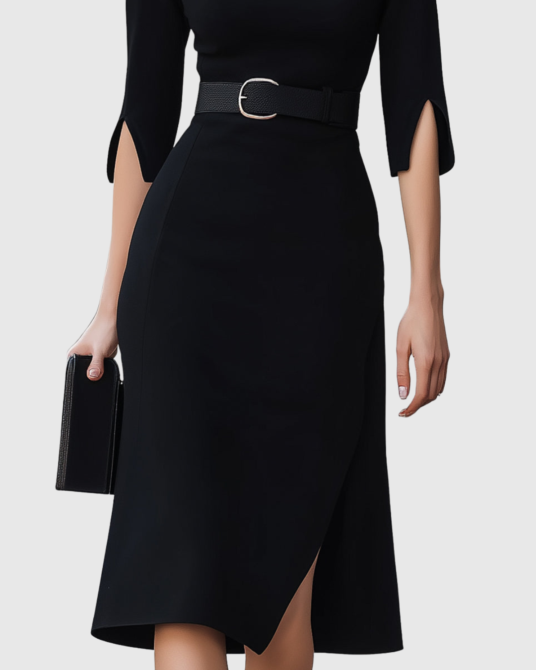 Marlene | Elegantes Business-Midikleid mit Taillengürtel