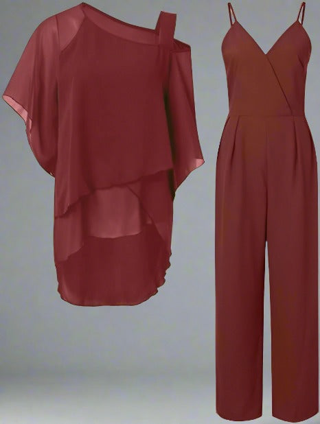 Andrea | Elegantes Chiffon Set Damen Zweiteilig