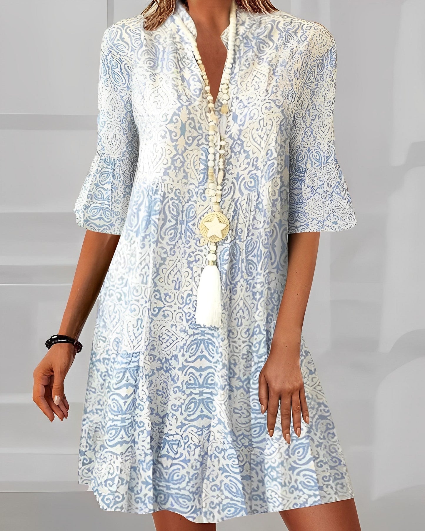 Lena | Elegantes Boho-Midikleid mit Paisley-Print