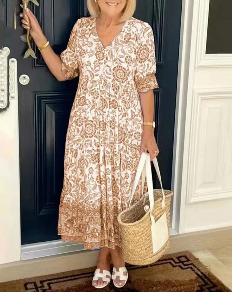 Aurelis™ | Maxikleid mit V-Ausschnitt und Blumenmuster