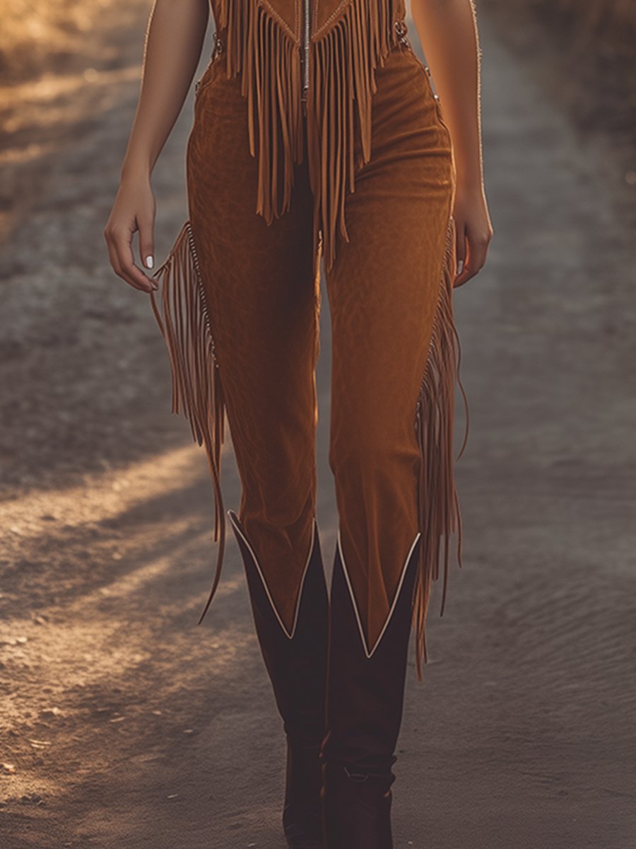 Emma | Stylischer Jumpsuit mit Fransen im Western-Look