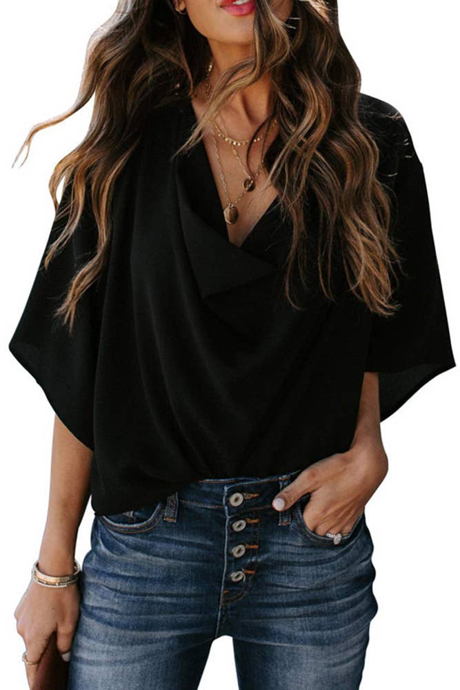 Eleanor | Elegante Bluse mit Wasserfallausschnitt