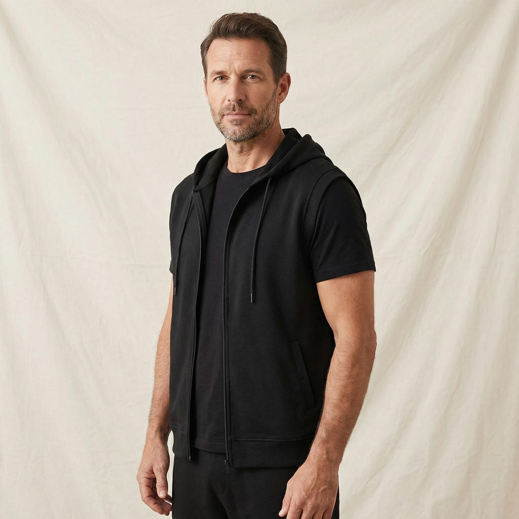 Jörg | Moderner ärmelloser Hoodie mit Full-Zip