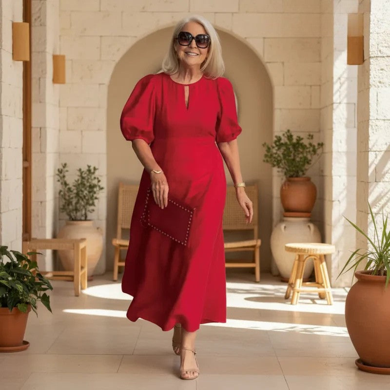 Luviaren™ | Elegantes Midi-Kleid mit Puffärmeln