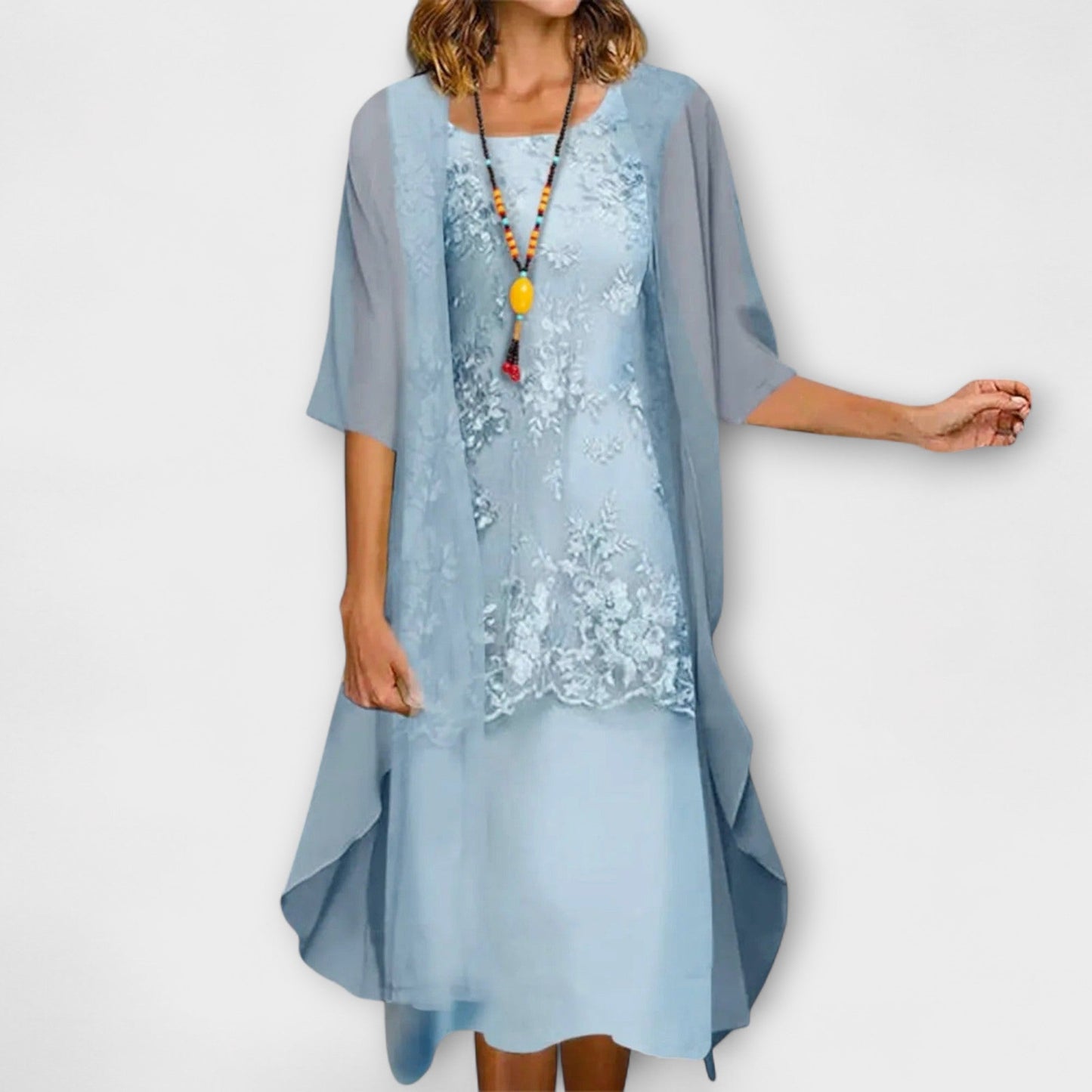 Kalthenn™ | Dalia Midikleid mit Rundhals und Raffung