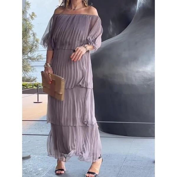 Aurelis™ | Schulterfreies Chiffon Maxikleid