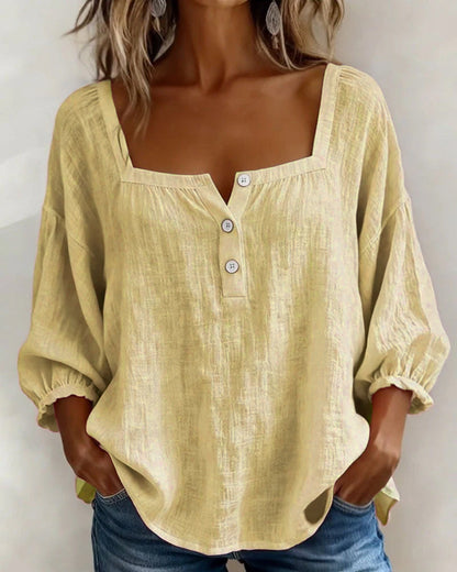 Aurelis™ | Damen Bluse mit quadratischem Ausschnitt und Puffärmeln