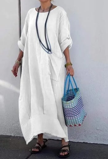Luviaren™ | Oversized Maxikleid mit Seitentaschen und Rohsaum