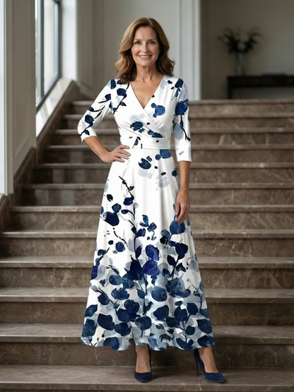 Luviaren™ | Midi-Kleid mit Wickel-Ausschnitt und Blumenmuster