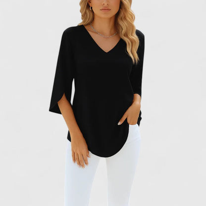 Luviaren™ | V-Ausschnitt Bluse mit Ärmelschlitzen