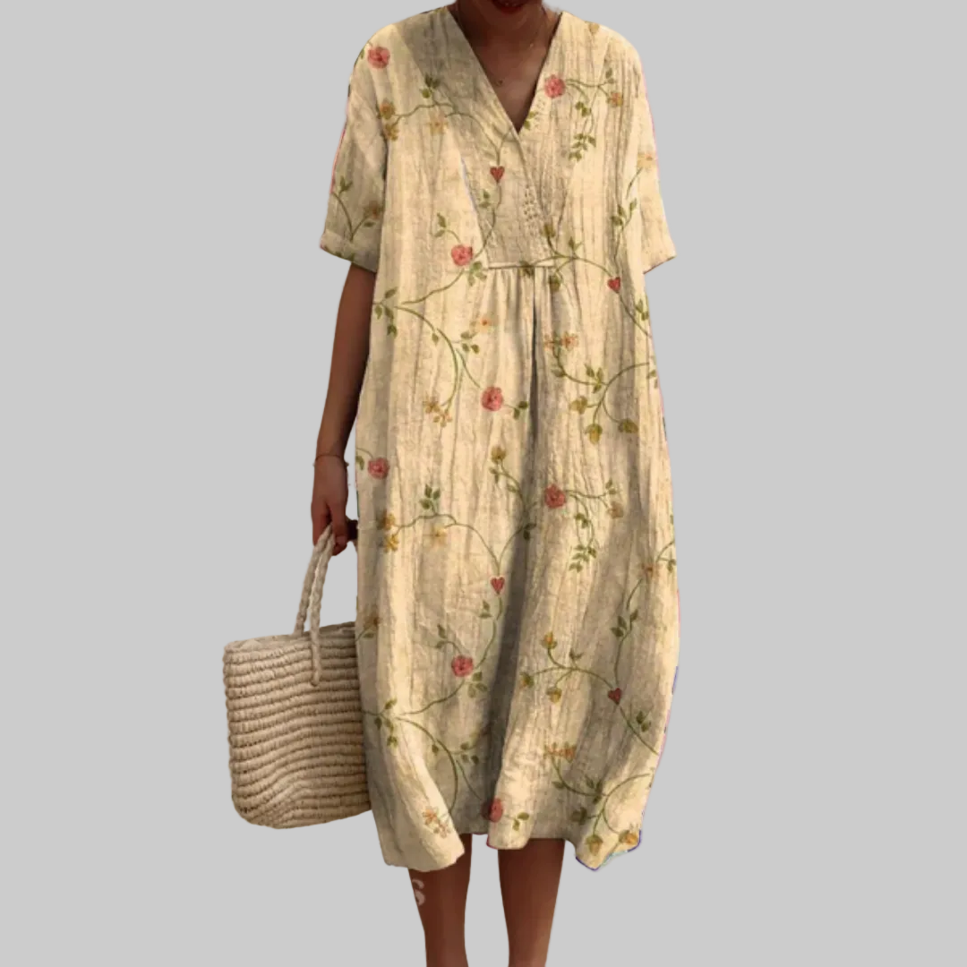 Luviaren™ | Sommerkleid mit Blumenmuster und V-Ausschnitt