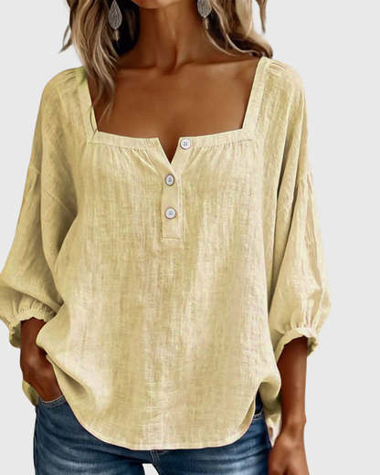 Aurelis™ | Damen Bluse mit quadratischem Ausschnitt und Puffärmeln