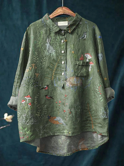 Waldstein™ | Damen Casual Shirt mit Wald- und Tiermotiv