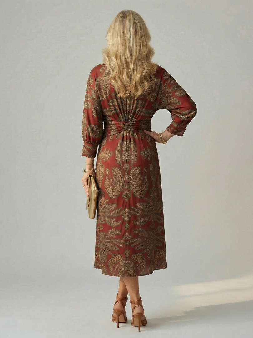 Aurelis™ | Midi Wickelkleid mit Langarm und Muster