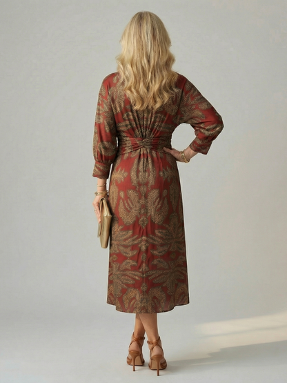 Aurelis™ | Midi Wickelkleid mit Langarm und Muster