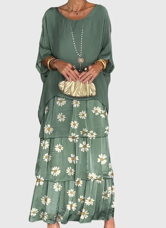 Aurelis™ | Fließendes Langarm Maxikleid