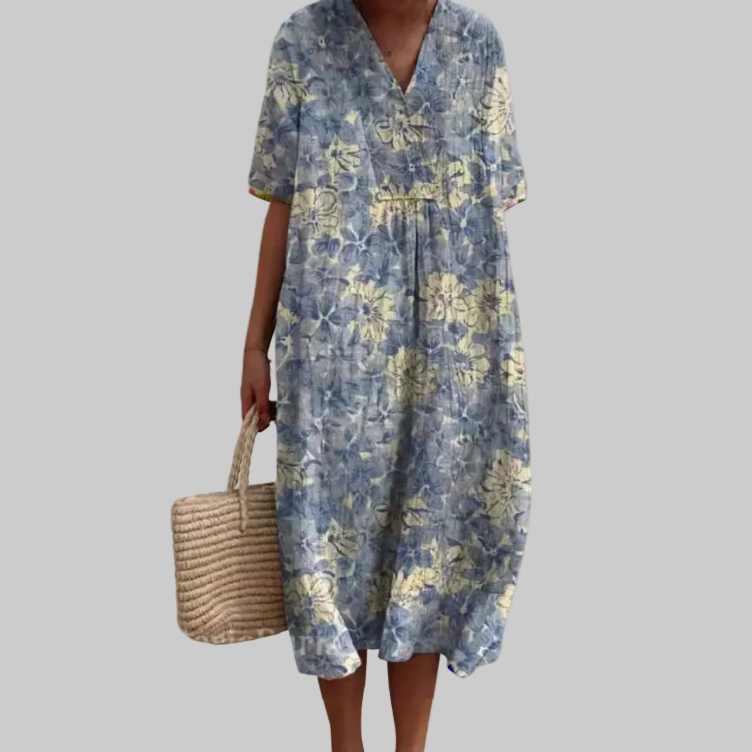 Luviaren™ | Sommerkleid mit Blumenmuster und V-Ausschnitt