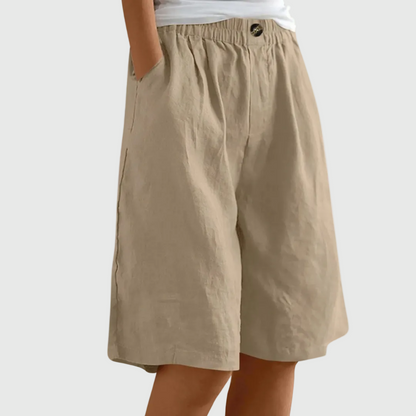 Luviaren™ | Knielange Baumwoll-Leinen Shorts