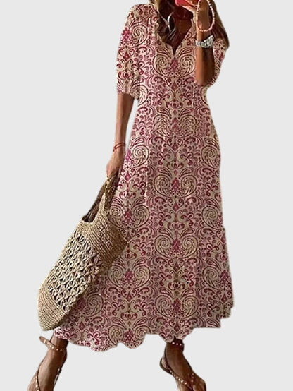 Sternberg™ | Boho Vintage Sommerkleid mit V-Ausschnitt