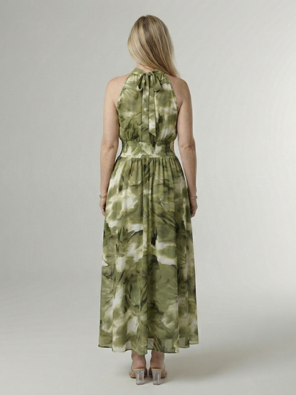 Aurelis™ | Midi Kleid mit Halterneck und geraffter Taille
