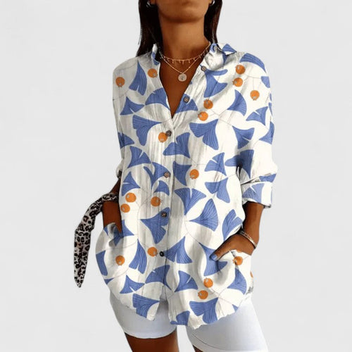 Aurelis™ | Blumenbluse mit Knopfleiste