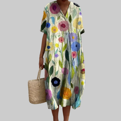 Luviaren™ | Sommerkleid mit Blumenmuster und V-Ausschnitt